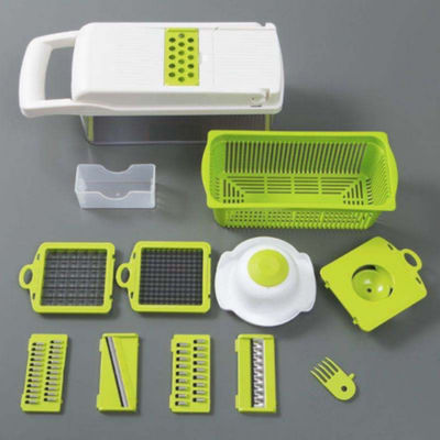 Coupeuse de légumes métalliques coupeuse d'oignons, racletteuse multifonctionnelle avec panier de colander