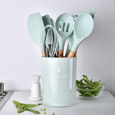 Logo personnalisé en extérieur Espatulas à poignée en bois Spatulas en silicone en ustensile de cuisine