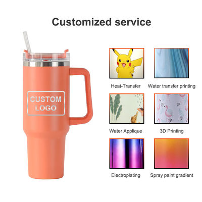 American Style Custom Pattern 40oz Tumbler avec poignée de couvercle et de paille étain à vide isolation tasse
