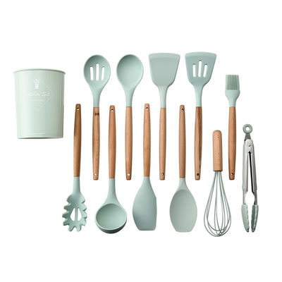 Logo personnalisé en extérieur Espatulas à poignée en bois Spatulas en silicone en ustensile de cuisine