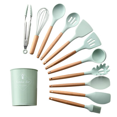 Logo personnalisé en extérieur Espatulas à poignée en bois Spatulas en silicone en ustensile de cuisine