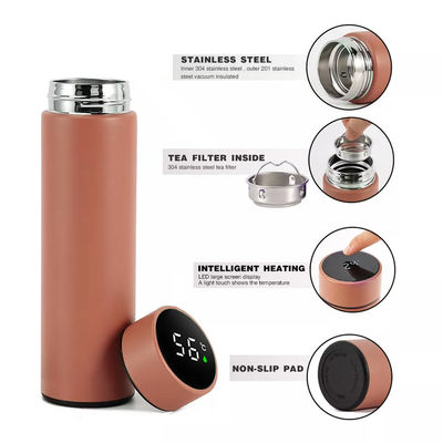Bouteille d'eau LED numérique intelligente personnalisée Bouteille de thé infuseur à vide Bouteille thermos isolée avec couvercle