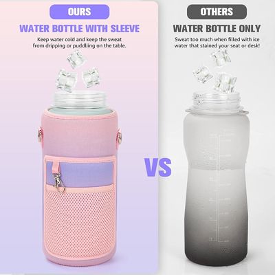 2L marqueur de temps de motivation Bouteille d'eau avec paille et autocollants Couleur dégradée Durable