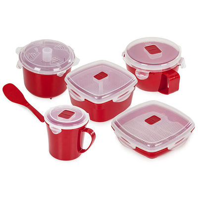 2023 Produits 5 pièces Ensembles de cuisinière à vapeur au micro-ondes en matériau PP avec couleur personnalisée