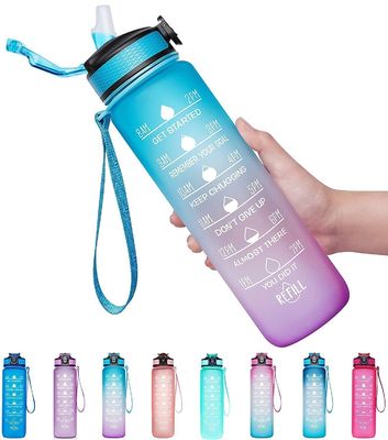 Bouteille d'eau de motivation pour le gymnase, marqueur de temps pour le sport, plastique glacé, sans BPA