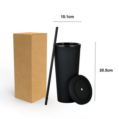 Coupe d'eau en plastique AS PP réutilisable avec paille et couvercle à logo personnalisé pour tasse de café glacé