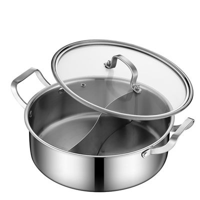 Cuisinière à induction à 2 compartiments en acier inoxydable chinois 26 cm pots à chaud avec couvercle