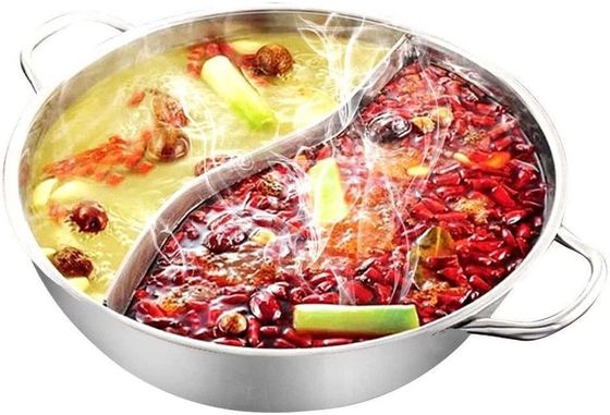 Cuisinière à induction à 2 compartiments en acier inoxydable chinois 26 cm pots à chaud avec couvercle
