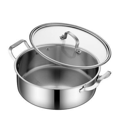 Cuisinière à induction à 2 compartiments en acier inoxydable chinois 26 cm pots à chaud avec couvercle