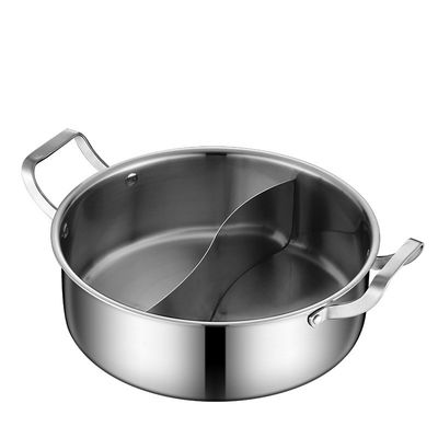Cuisinière à induction à 2 compartiments en acier inoxydable chinois 26 cm pots à chaud avec couvercle