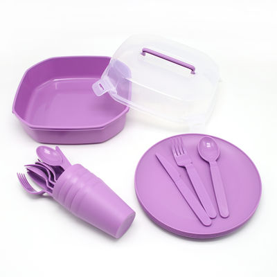 4 personnes Portable Pigmenté Outdoor Tableware Set Inclut couteau fourchette cuillère plaque