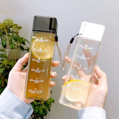 Retour à l' école Essentiel Clair Glacé Carré Bouteille d' eau en plastique portable avec corde