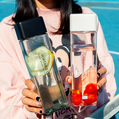 Retour à l' école Essentiel Clair Glacé Carré Bouteille d' eau en plastique portable avec corde