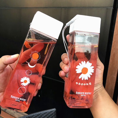 Retour à l' école Essentiel Clair Glacé Carré Bouteille d' eau en plastique portable avec corde