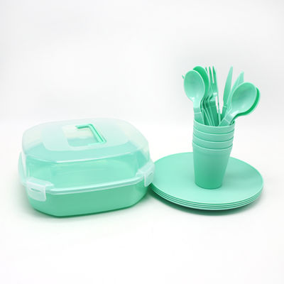 4 personnes Portable Pigmenté Outdoor Tableware Set Inclut couteau fourchette cuillère plaque