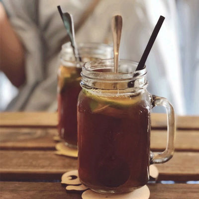 Bouteilles en verre personnalisées 500 ml, verre clair Mason, jus d'eau, tasse de cola avec paille et couvercle