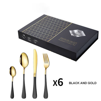 24 pièces Couverts en acier inoxydable couteau fourchette cuillère Cubiertos avec boîte cadeau