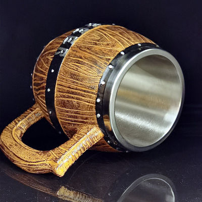 550 ml Main en bois tasse à café en acier inoxydable avec 304 intérieur et ABS extérieur