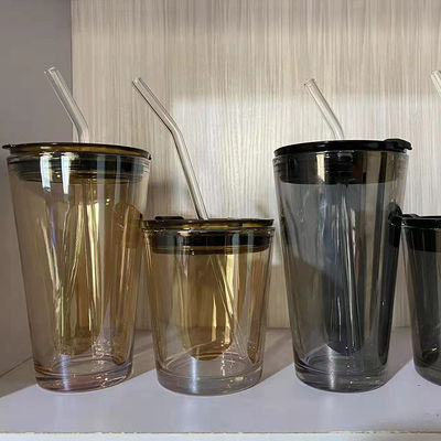 Bouteilles de café Portables Femme Entourage Glace à thé au lait froid avec poignée et couvercle à paille