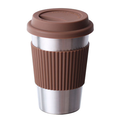 Tasse de café en acier inoxydable personnalisée 17 oz Double mur 18/8 Tumbler avec manche en silicone
