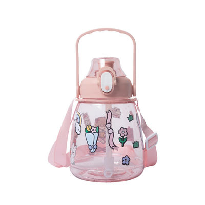 Convient Bouteille d'eau de sport à large bouche 38oz Design personnalisé en plastique clair avec paille
