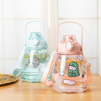 Convient Bouteille d'eau de sport à large bouche 38oz Design personnalisé en plastique clair avec paille