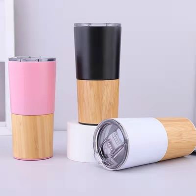 Durable 20 oz demi-bouteille de bambou sous vide isolé Tumbler Voyage Capacité tasse de café