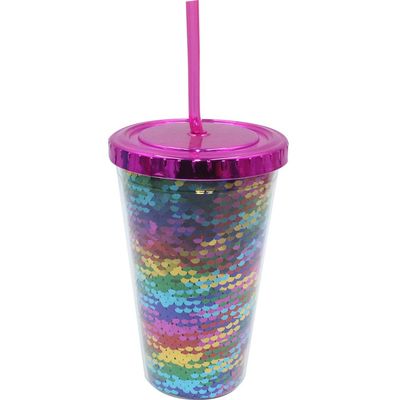 Logo personnalisé Glitter Tumbler avec paille et couvercle pour l'eau coulant avec revêtement anti-corrosion