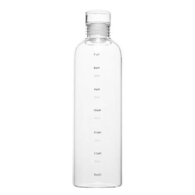 Style de design minimaliste 500 ml bouteille d'eau en verre borosilicate sans BPA avec horodatage