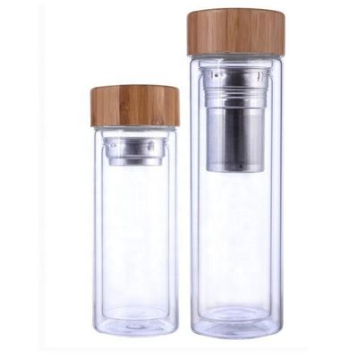 Bouteille d'eau en verre à haute teneur en borosilicate de 350 ml avec infuseur de tasse de séparation de thé et d'eau inclus