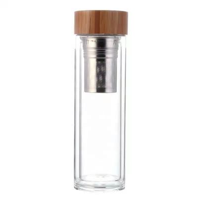 Bouteille d'eau en verre à haute teneur en borosilicate de 350 ml avec infuseur de tasse de séparation de thé et d'eau inclus