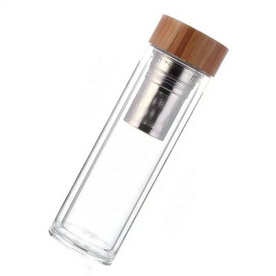 Bouteille d'eau en verre à haute teneur en borosilicate de 350 ml avec infuseur de tasse de séparation de thé et d'eau inclus