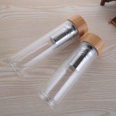 Bouteille d'eau en verre à haute teneur en borosilicate de 350 ml avec infuseur de tasse de séparation de thé et d'eau inclus