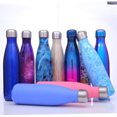 Isolation thermique 500 ml en acier inoxydable double paroi bouteille d'eau sous vide en forme de cola bouteille de sport de sublimation
