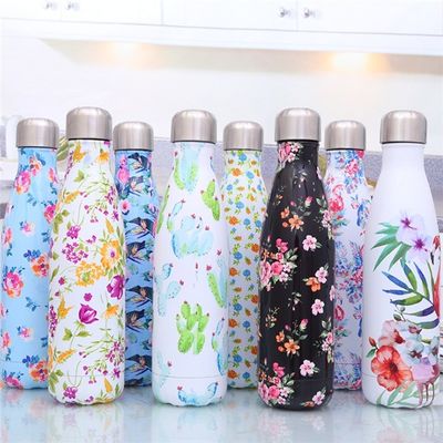 Isolation thermique 500 ml en acier inoxydable double paroi bouteille d'eau sous vide en forme de cola bouteille de sport de sublimation