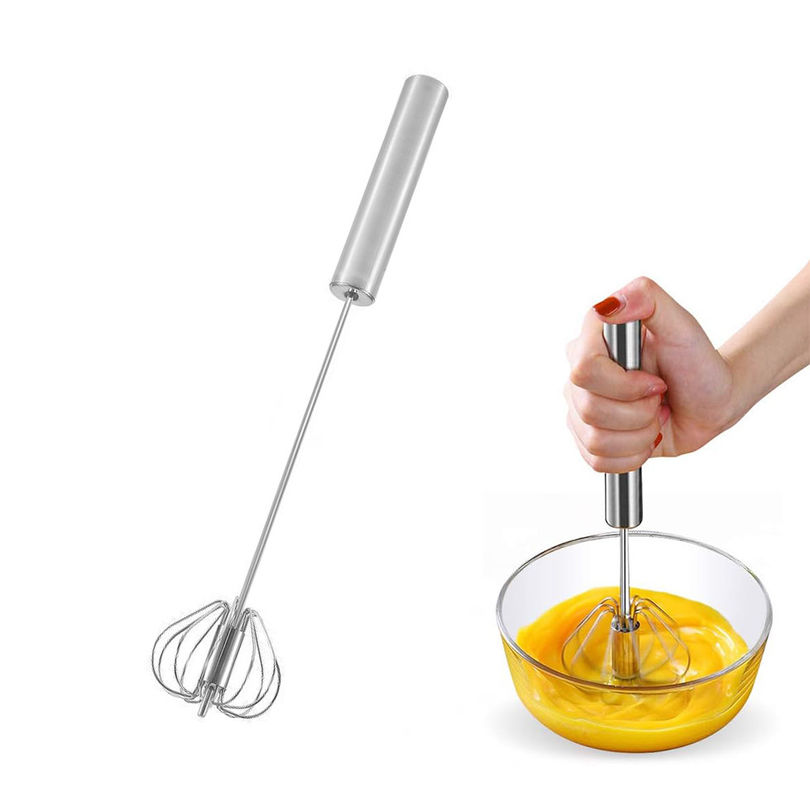 Couleur personnalisée pousse à la main mélangeur de crème Whipper rotatif semi-automatique en acier inoxydable batteur d'œufs