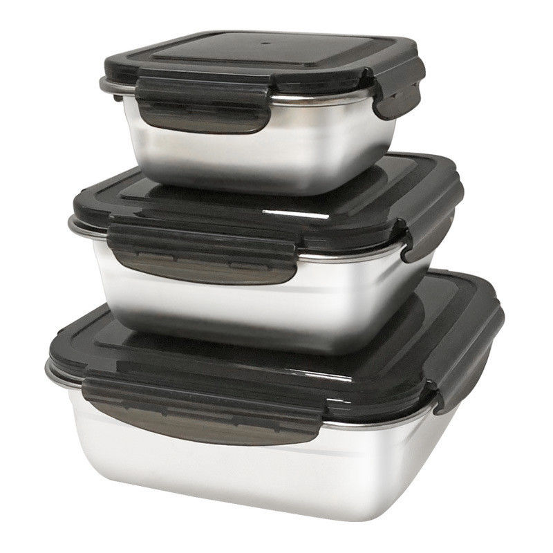 Rectangle 400/750/1200ml En acier inoxydable Bento Set de boîte de déjeuner avec couvercles de verrouillage et durable