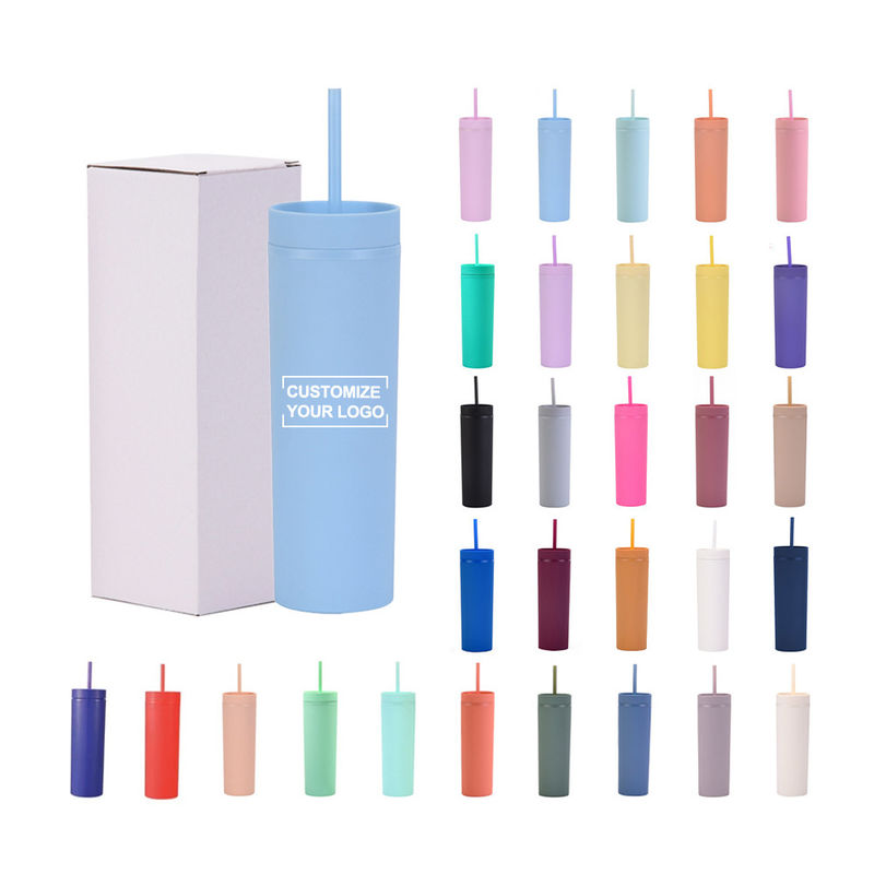 186g personnalisé Acrylique Pastel Couleur Tumblers 16oz réutilisable tasses en plastique avec paille