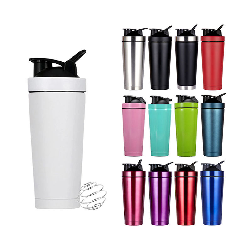 739ml / 500ml Capacité Couleur personnalisée Bouteille de mélangeur de protéines en acier inoxydable