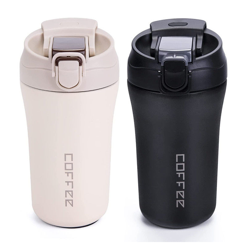 Bouteille de café de voyage isolée sous vide en acier inoxydable 14 oz/400 ml avec couvercle et paille
