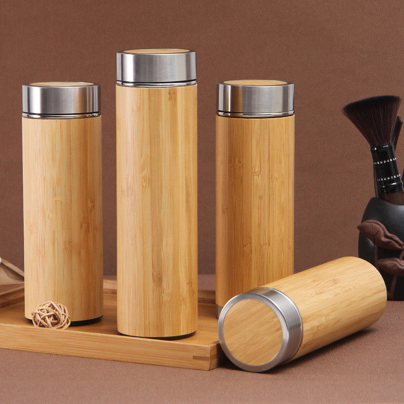 Adultes Bambous à double paroi en acier inoxydable pour le thé et le café