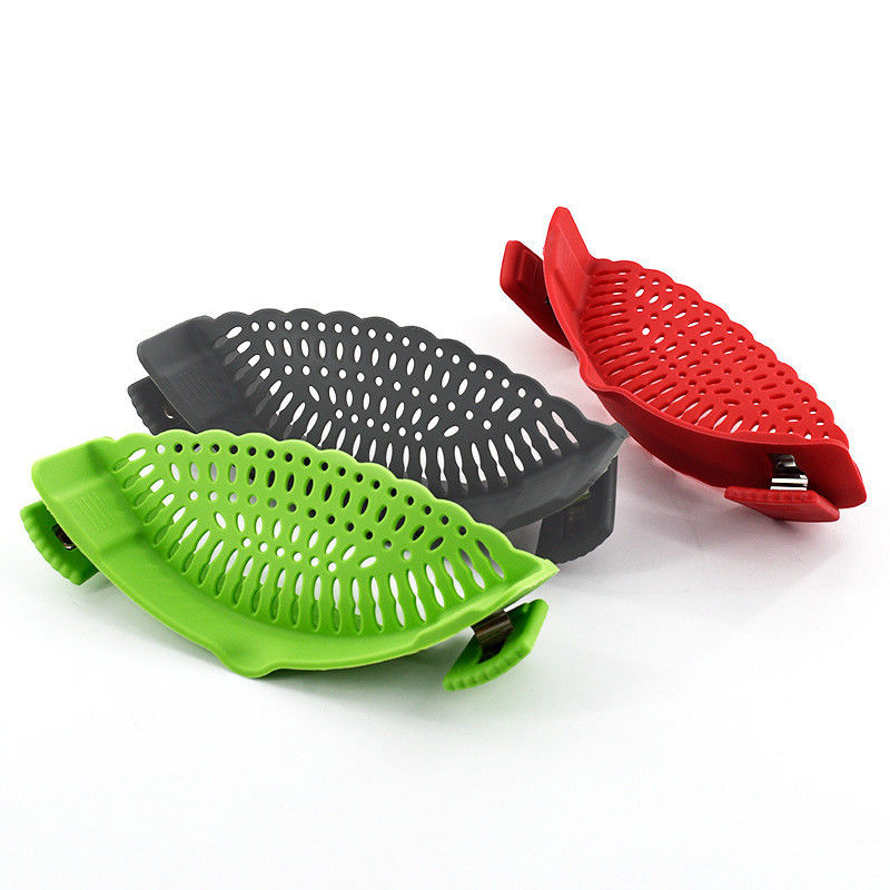 Clip On Filtre pour les pots Pan s'adapte à tous les pots et bols Filtre de cuisine en silicone