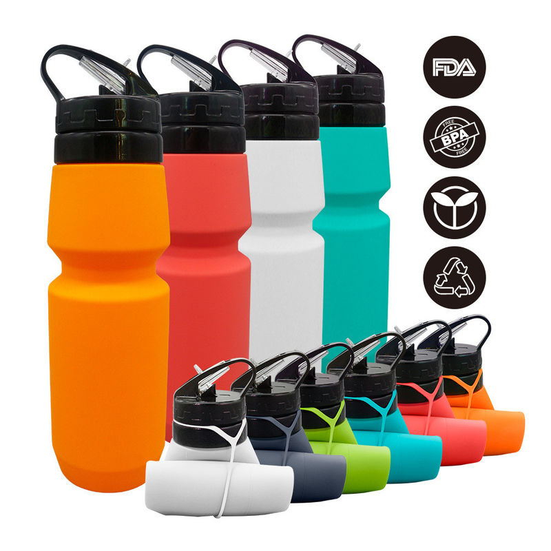 750 ml bouteille d'eau en silicone recouverte anti-corrosion pour les voyages et les sports personnalisable