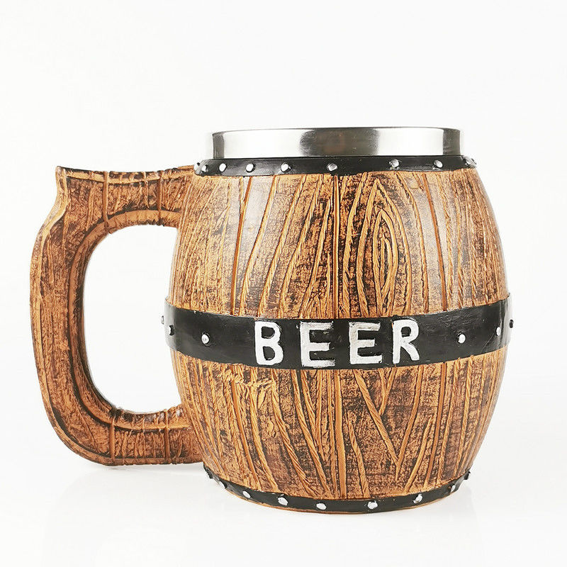 550 ml Main en bois tasse à café en acier inoxydable avec 304 intérieur et ABS extérieur