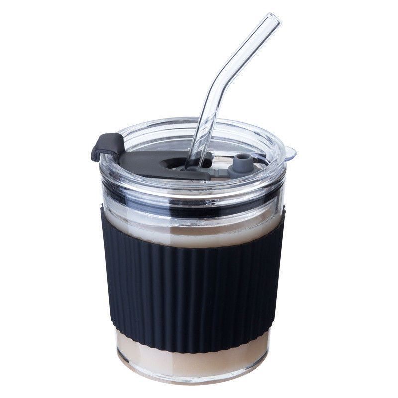 Bouteilles de café Portables Femme Entourage Glace à thé au lait froid avec poignée et couvercle à paille
