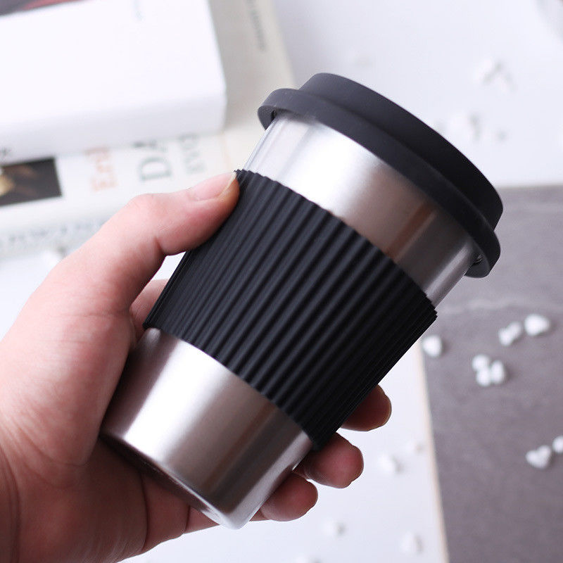 Tasse de café en acier inoxydable personnalisée 17 oz Double mur 18/8 Tumbler avec manche en silicone